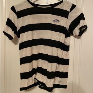Vans Black and White Striped Short Sleeve Tee